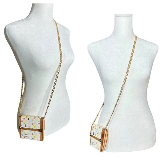 Authentic Louis Vuitton Murakami Multicolor White Leather Wallet Mini Belt Bag - Picture 9 of 16